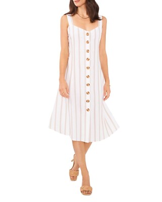 Vince Camuto Striped Linen-Blend Shirtdress