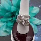Vintage Clear Crystal Bold ByPass Silver Tone Size 7.75 Ring