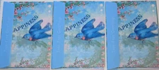 Happy Birthday Greeting Card Blue Bird Planet Duirwaigh Tree Free Lot of 3 USA