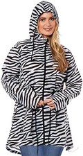 Ladies Zebra Fishtail Rain Mac Coat Festival Jacket Kagool Showerproof