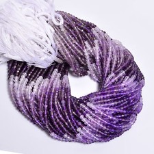 Natural Amethyst Shaded Gemstone Round Faceted Beads 3 mm Strand 12.5" GB-560