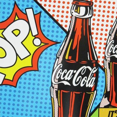 Retro 80's Pop Art Coca Cola Soda 8x8 Cotton Fabric Block
