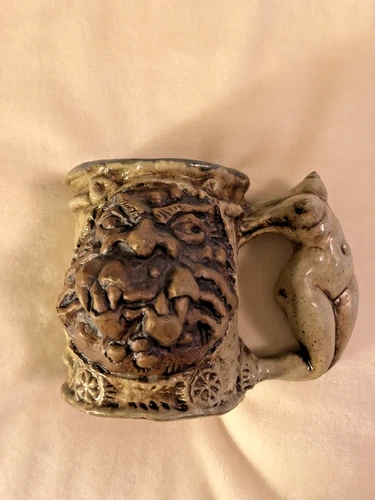 1971 JIM RUMPH  SIGNED HEADLESS MAIDEN  OGRE FACE MUG  TANKARD  STEIN