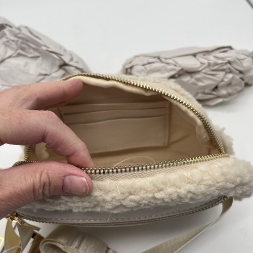Urban Expressions Santi Sherpa Sling Belt Bag Ivory - Picture 6 of 12