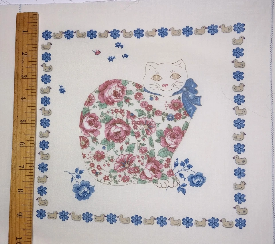 VTG Joan Kessler Cut & Sew Cotton Fabric 21"x 45" Farm Animals Country 8 Squares - Image 3 of 4