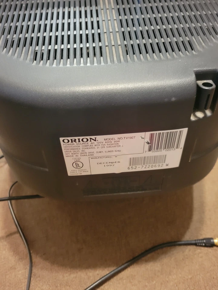 Orion TV1927  13" CRT TV Retro Gaming Television Vintage Color Screen No Remote - Image 2 of 4