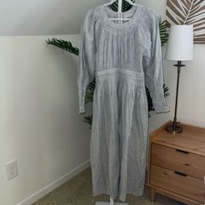 ULLA JOHNSON Powder Blue metallic Pin Striped Midi/Maxi Long Sleeve Dress SZ 4