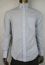 Prada Men's Blue Cotton Checkered Button Up Dress Shirt UCN147