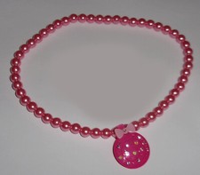 Kids Pink Faux Pearl Circle Swirl Pendant Necklace for Girls
