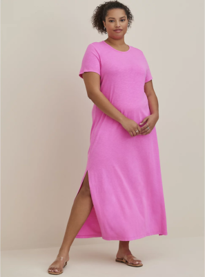 Torrid T-SHIRT COVER-UP MAXI DRESS - COTTON WASHED PINK Size 0 12 Large NWT  | eBay