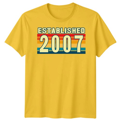 Camiseta Unisex Establecida 2007 18º Cumpleaños Hito Vintage Gráfico - Imagen 31 de 35
