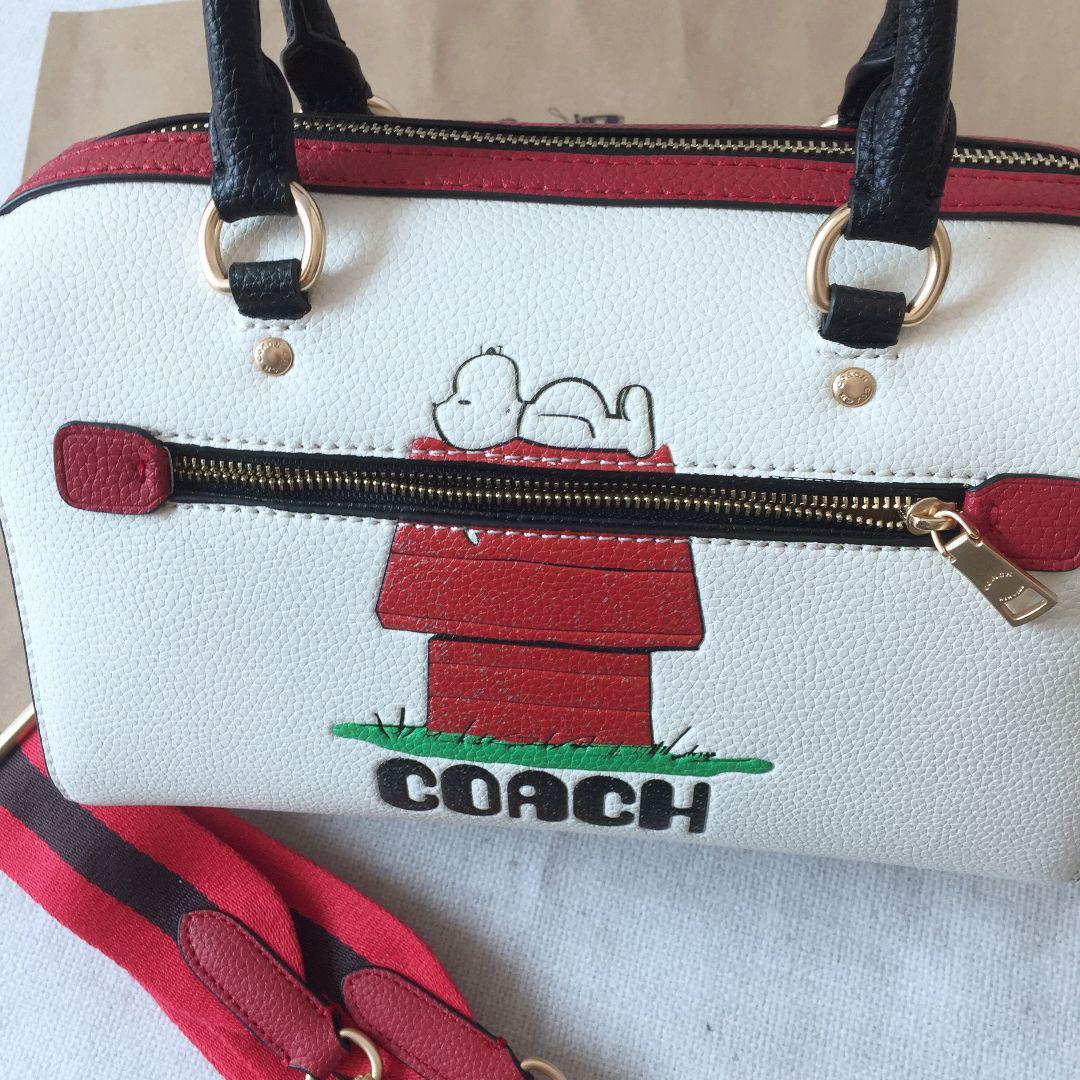 Coach Peanuts Rowan Satchel With Snoopy Leather Handbag