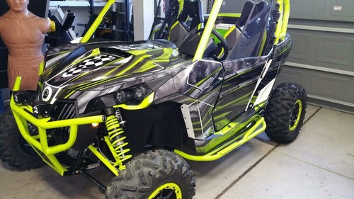 Can Am Maverick Genesis Manta Green Decal Graphic Kit Wraps 2013-2018 - Picture 3 of 6