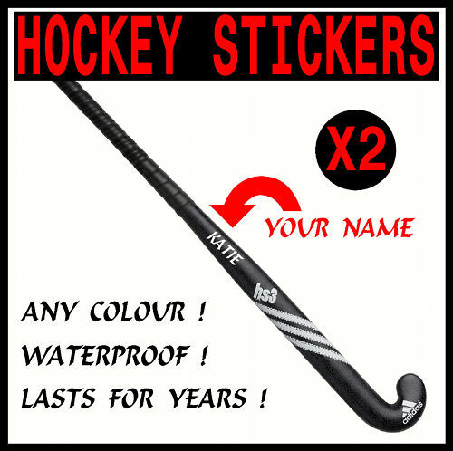 2 X CUSTOM VINYL STICKERS PERSONALISED FOR HOCKEY STICK - Picture 1 of 5