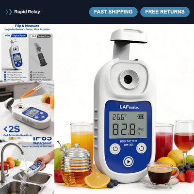 Digital Brix Refractometer 0-95% ±0.2% with ATC, IP65 for Honey, Juice, Wine & B