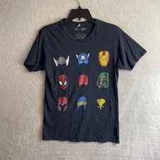 We Live Fine Marvel Mens T Shirt Black Graphic Medium Crew Neck Short Sleeve