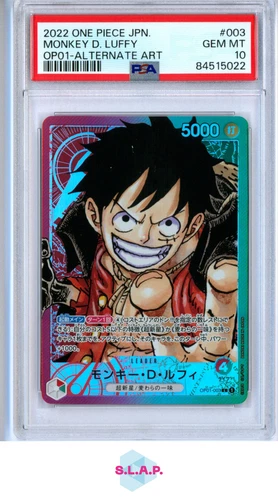 MONKEY D. LUFFY ALT ART ONE PIECE JAP OP01 ROMANCE DAWN 2022 003 PSA 10
