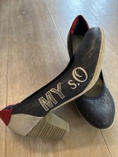 S Oliver Pumps m.Glitzer und Statement,blau-silber-rot,38,einmal getragen