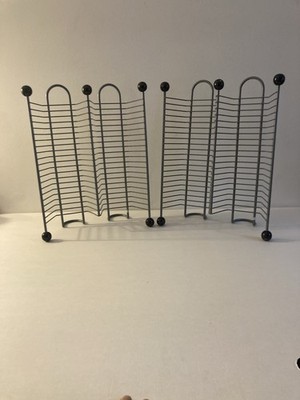 Vintage Set Of 2 Gray Wire CD Tower Rack Stands Each Hold 40 Media Storage Y2k