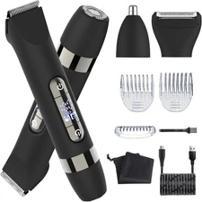 Hatteker 4 in 1 Multifunctional Dual - Head Body Hair Trimmer for Men, IPX7 Wate