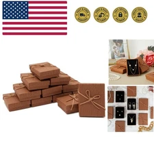 Jewelry Gift Boxes - 3.7 x 2.9 x 1.3 In, Kraft, Pack of 12 - Velvet Lined & B...