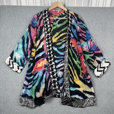 John Mark Kimono Cardigan Womens Small Rainbow Mixed Print Amalfi Coast NEW 109