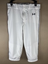 NWOT UNDER ARMOUR Youth Vanish White and Navy Piped Baseball Knicker Pants