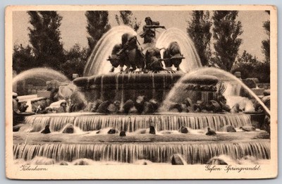 Gefion Fountain Copenhagen Denmark J. Chr. Olsen Sepia Postcard c1910s D263