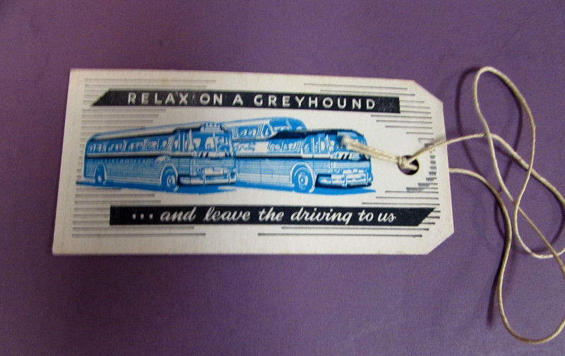 1960'S  VINTAGE  GREYHOUND  BUS  BAGGAGE  -  ID  TAG
