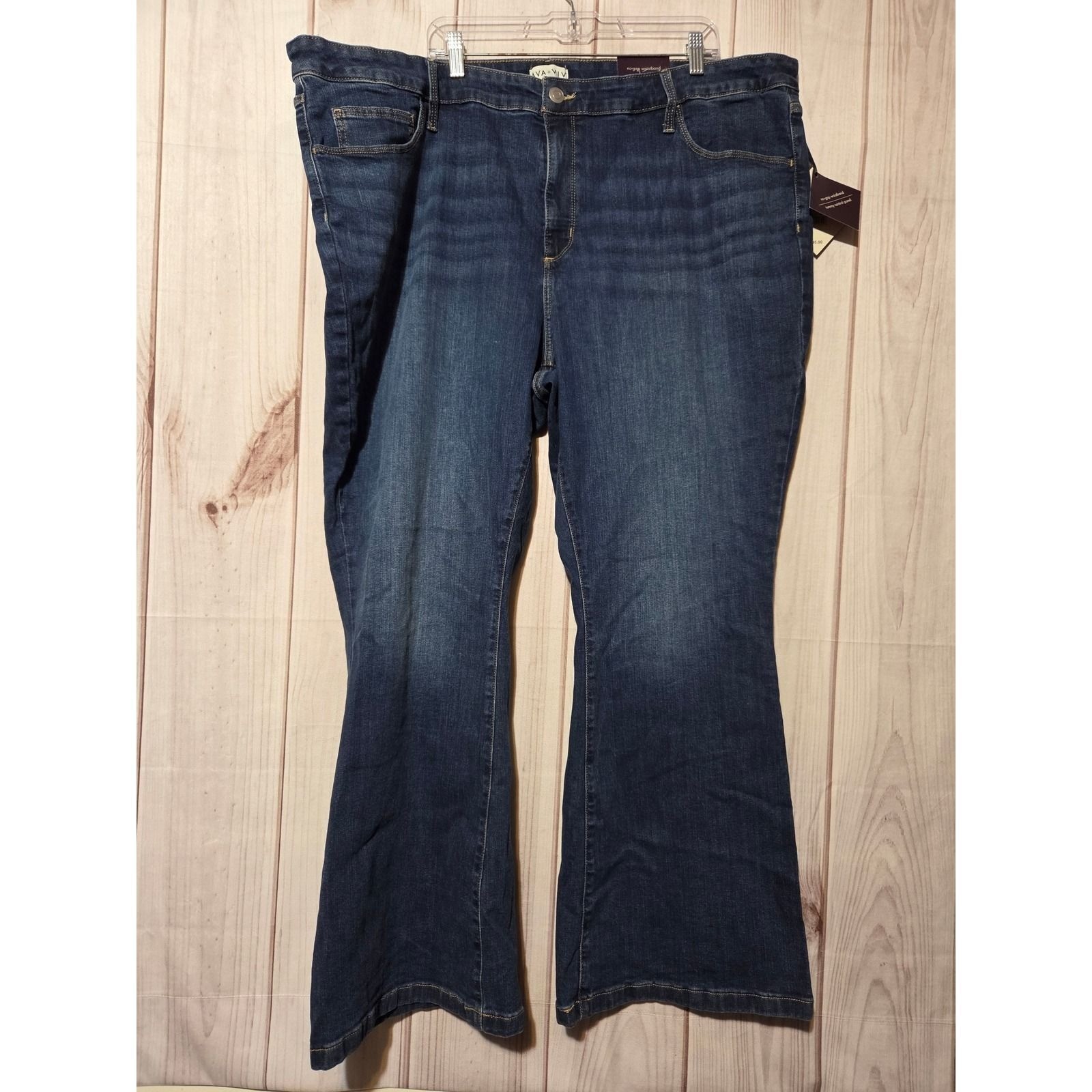 Ava & Viv Womens Plus Size 26 High-Rise Flare Jeans Dark Wash Tummy Control NEW