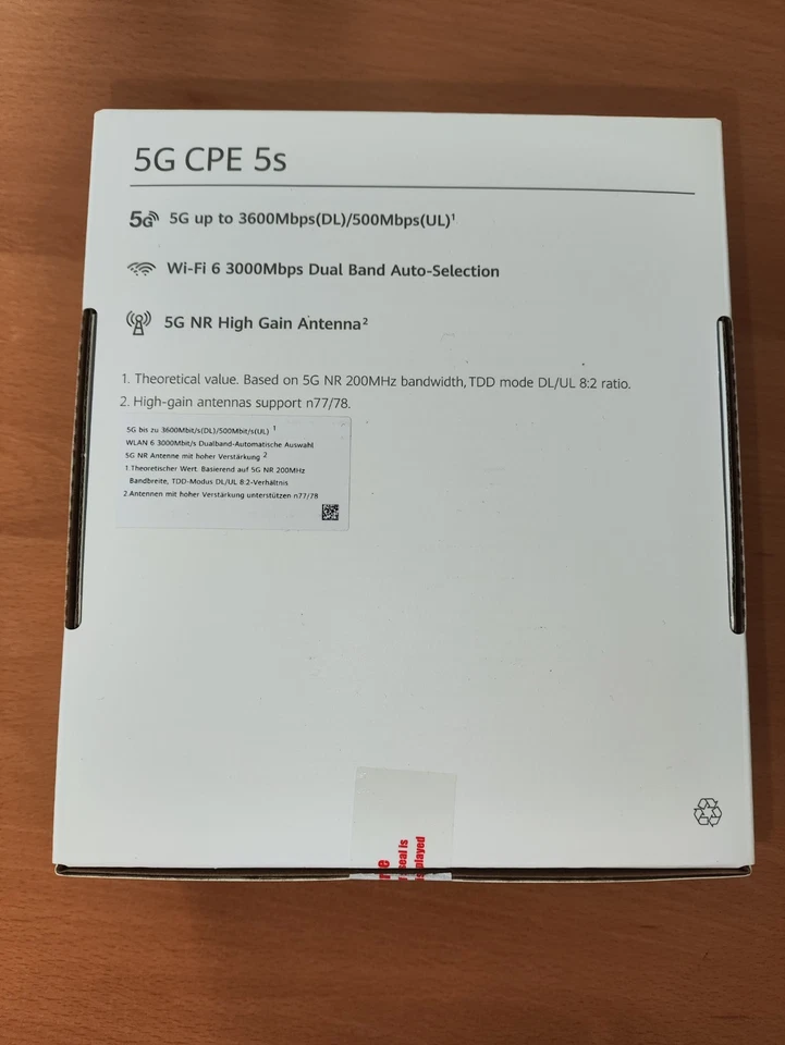 Huawei 5G CPE 5S Router ZOWEE H153-381 NEU OVP no kein simlock frei free Sim 50€ - Bild 2 von 4