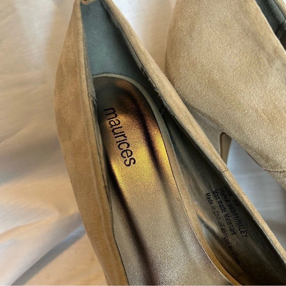Maurices Beige Suede Pump Stilettos 10 - Image 4 of 4