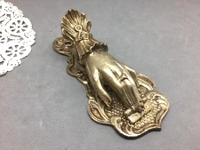 Vintage Solid Cast Brass Victorian Lady Hand Desk Clip or Hang Wall Japan 5"