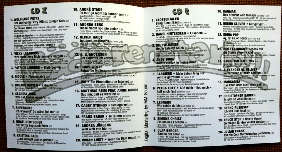 Bääärenstark Herbst '98 · Balu's Hitparade mit 40 Hits (P) 1998 · 2 CDs 1998 - Bild 2 von 3