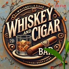 Aluminum Vintage Whiskey and Cigar Bar Tin Metal Signs Home Décor 8x8
