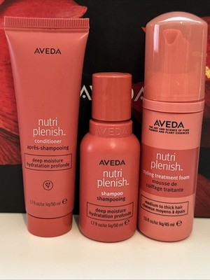 AVEDA 3 travel size Nutriplenish Deep GIFT PACK shampoo conditioner foam set