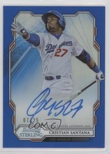 2019 Bowman Sterling Prospect Blue Refractor 7/25 Cristian Santana Auto 0w7