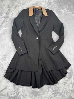 VENUS Blazer Jacket Women 2 Black High Low Tailcoat Pleated Steampunk Equestrian