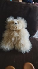 Alpaca Fur Teddy Bear SOFT Furry Tan Cream Apprrox. 10" Stuffed Animal Plush