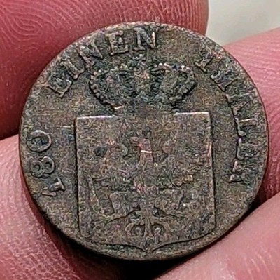 Antique 1839 D 2 Pfennig Frederick William III Germany 180 Einen Thaler Worn