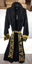 NWT Versace Black Bathrobe w/ Tie Gold Medusa Print 3XL