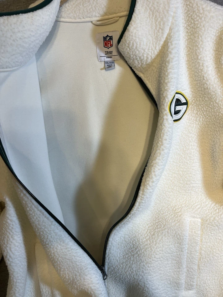 Suéter Green Bay Packers Manga Larga Cremallera Completa Vellón XXL NFL Para Mujer’s Foto 4 de 4