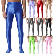 US Mens Slim Fit Footed Tights Smooth Elastic High Waistband Compression Pants
