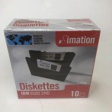 Sealed Imation 3.5" Floppy Diskettes IBM Formatted 2HD 1.44MB 10 Pack NOS