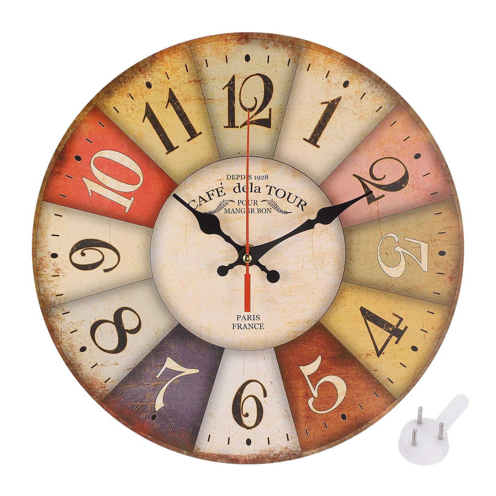 12" Colorful Vintage Cafe Style Wall Clock