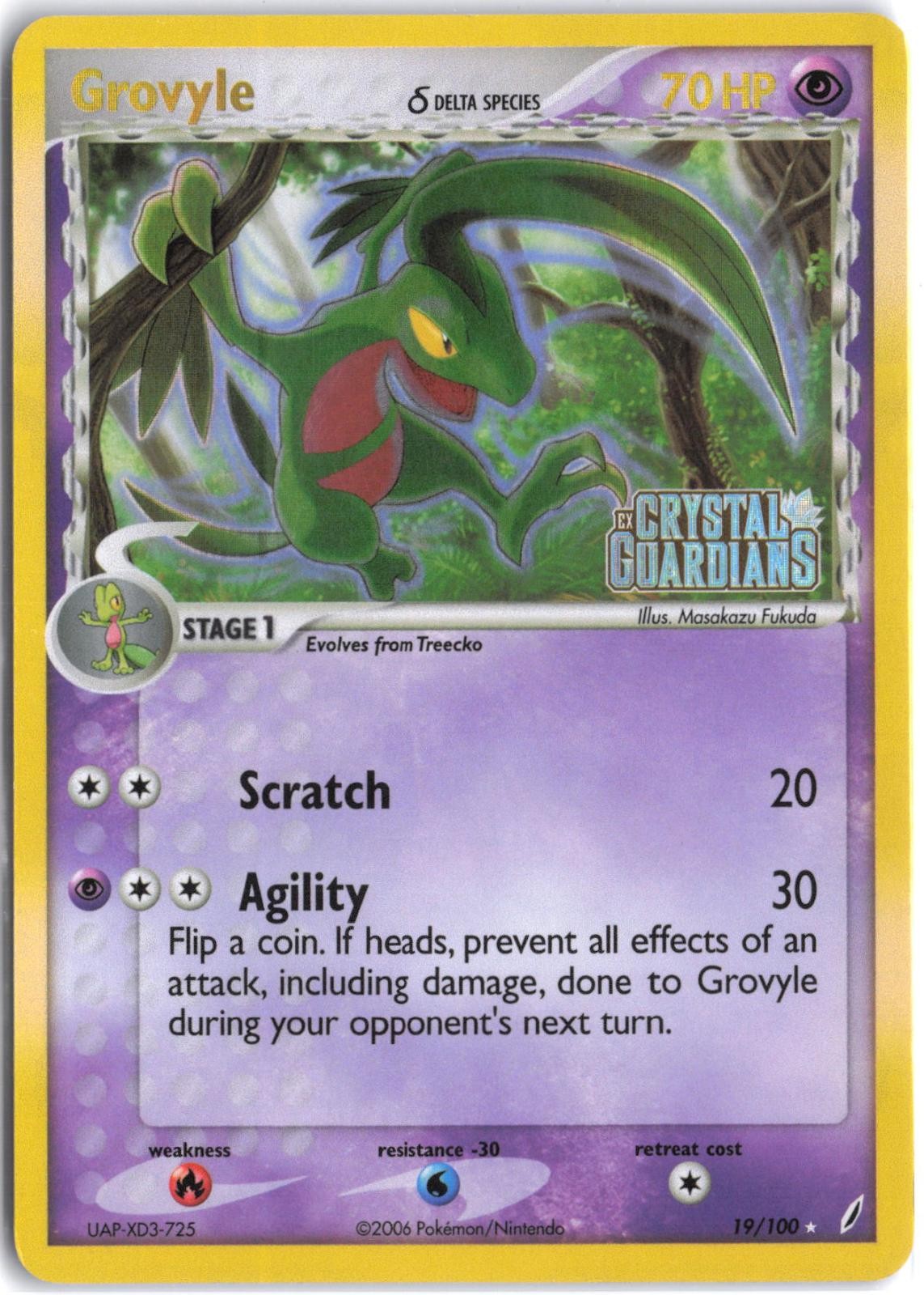 Grovyle 19/100 Rare Crystal Guardians Pokemon Reverse Holo LP