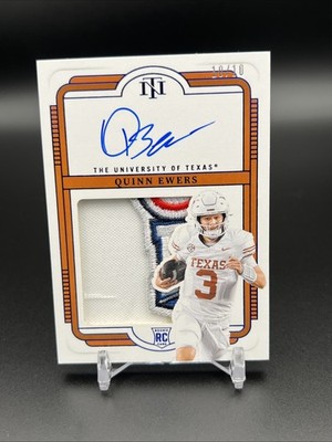 2025 Panini NT Collegiate Quinn Ewers Rookie Patch Autograph Texas Longhorns