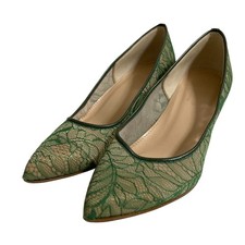 Carino Mode e Giacomo pointed toe lace pumps 8.9"" green Women USED