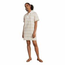 Everlane The Organic Cotton Polo Mini Dress Short Sleeve Beige Striped XS