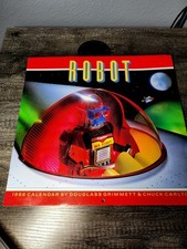Vtg 80's ROBOT CALENDAR Space Sci-Fi Toys Photo 1986 Workman Pubmishing New York